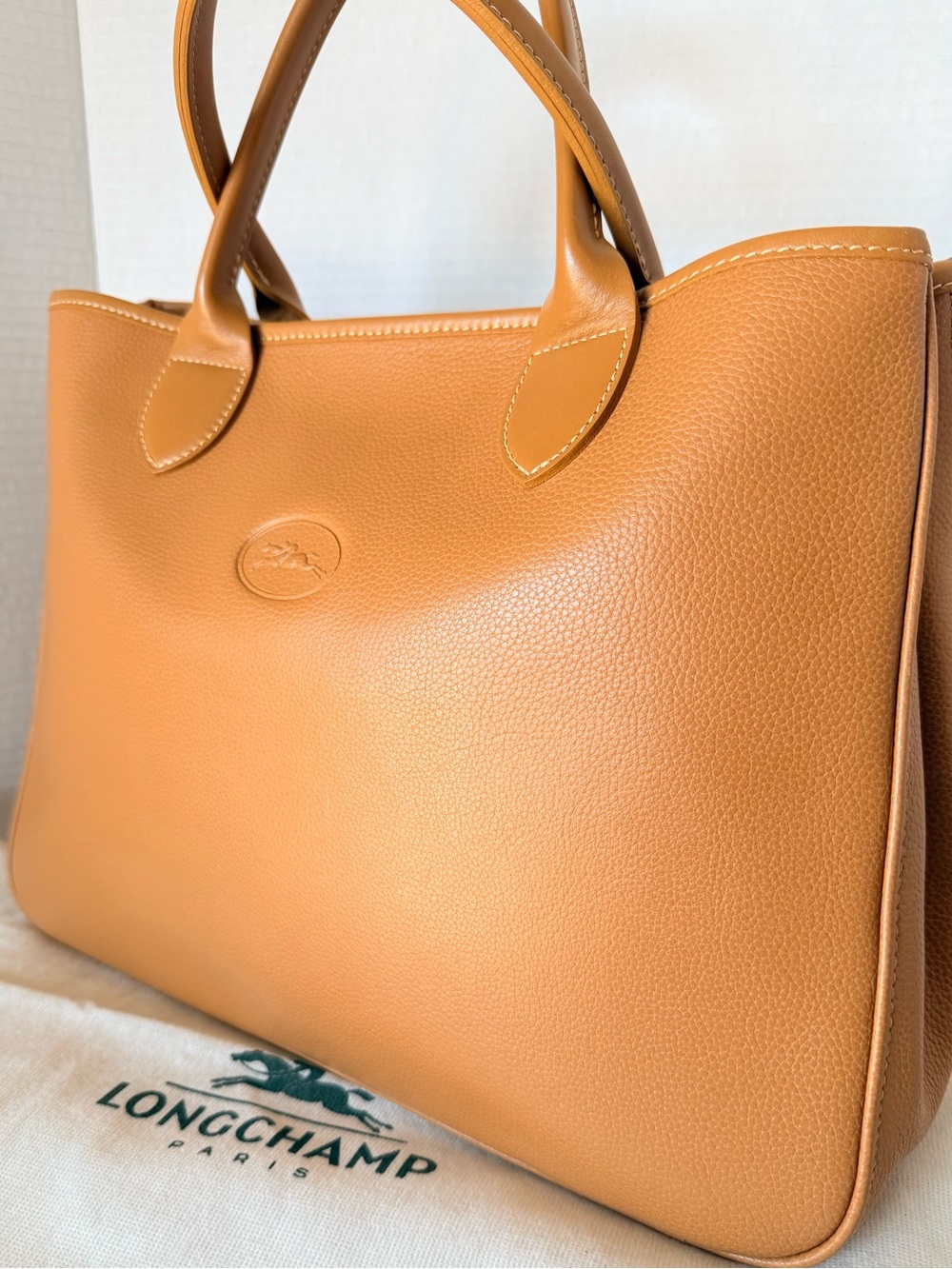 Longchamp Rozo Cognac Leather Structured Top-Handle Tote. - Picture 7 of 17